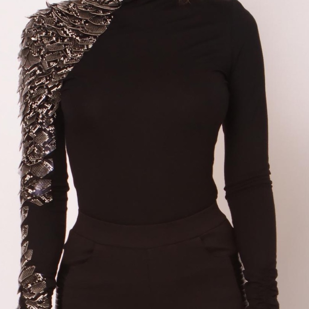 Black with faux letter sleeve